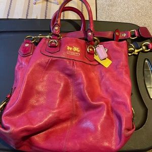Pink leather coach bag